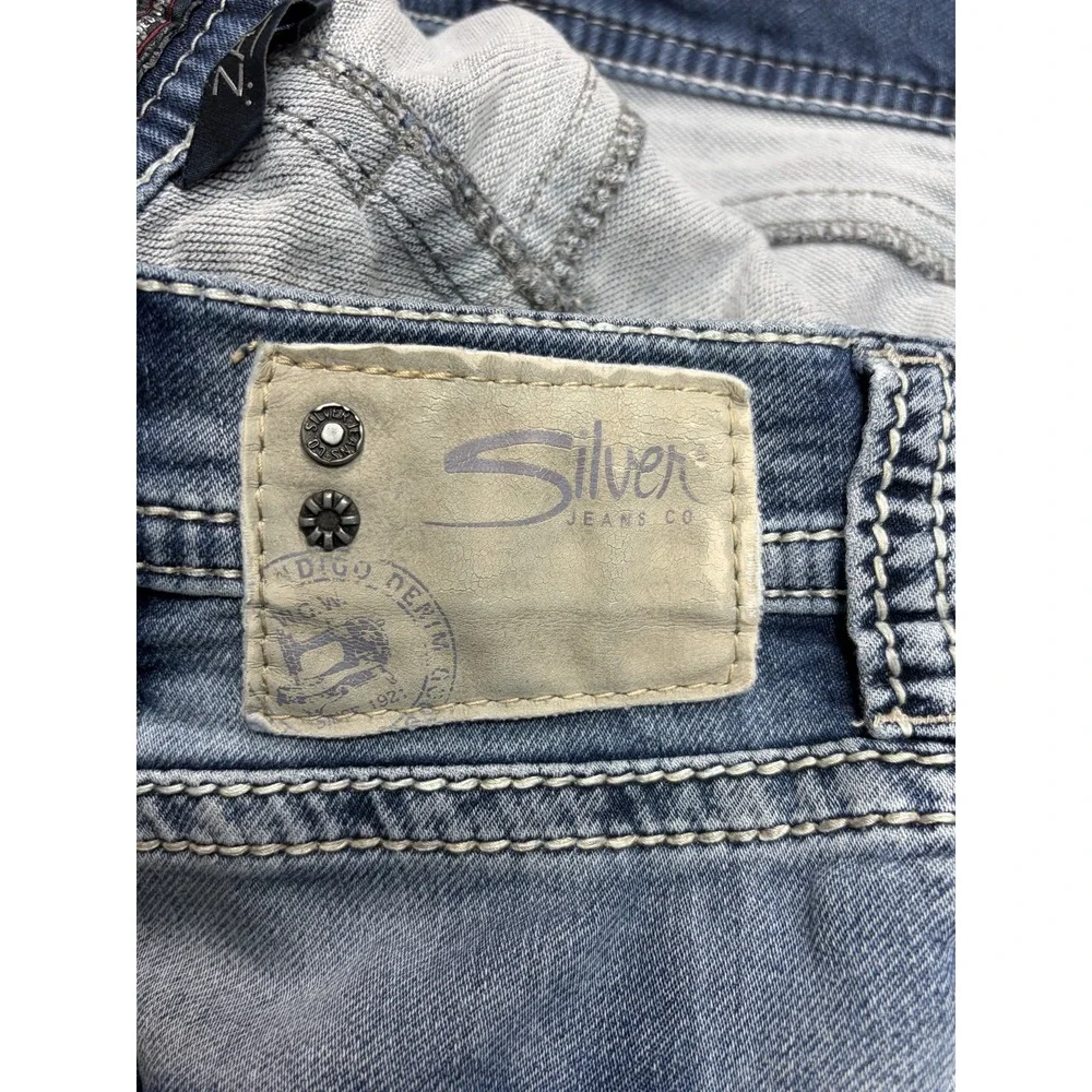 Mens SILVER ZAC Jeans Blue Cotton Blend Stretch Denim Pants Size 36x34